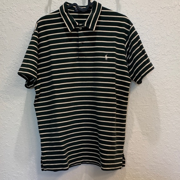 Ralph Lauren Green and Cream Striped Polo Shirt - Picture 3 of 3